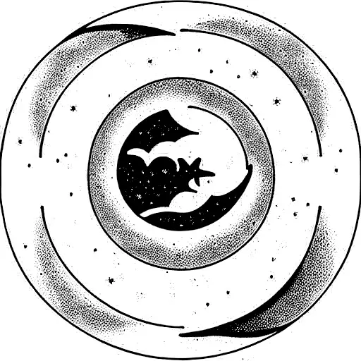 Sun And Moon With One Star On Each Side