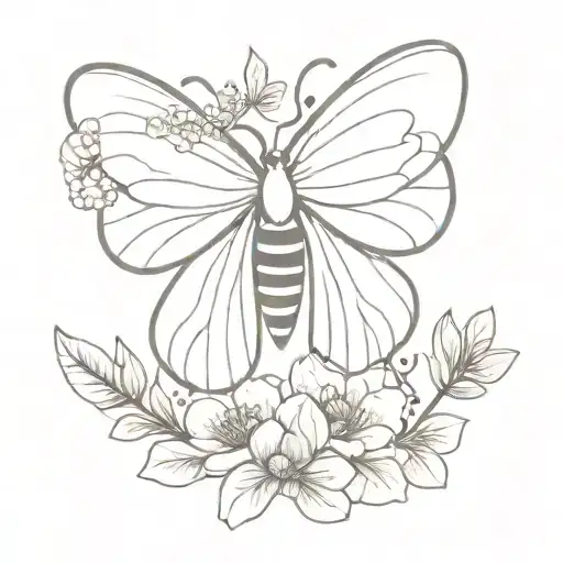 Moth With Flowers Blooming