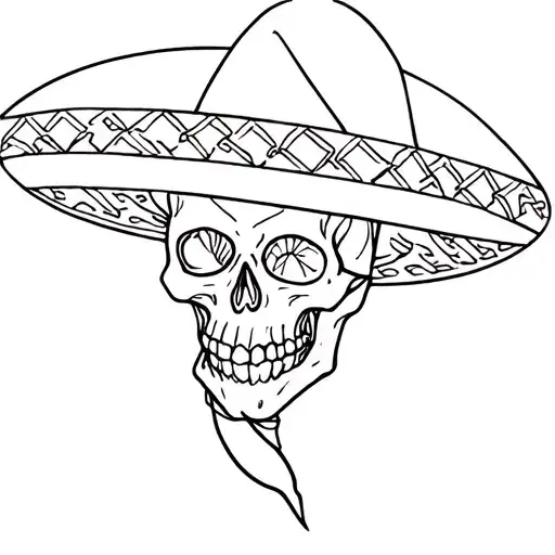 Mexican Death Head That Holds A Pepper With A Sombrero