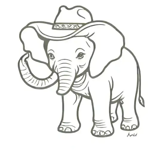 Baby Elephant With A Cowboy Hat