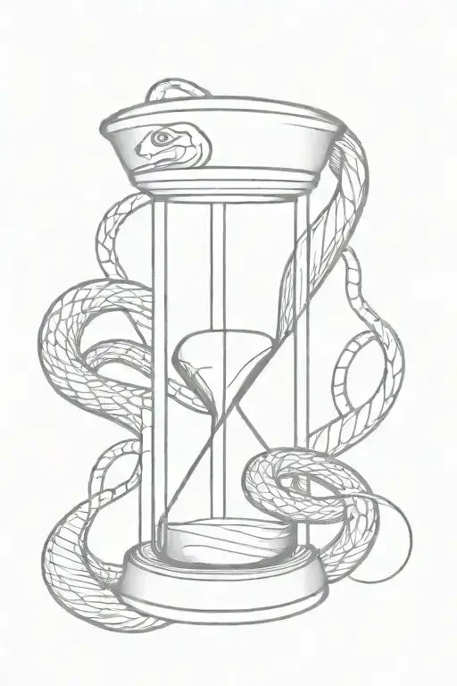 Hour Glass With Snake Wrapping Around It