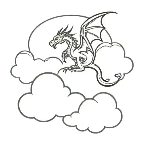Dragon Flying Through Clouds