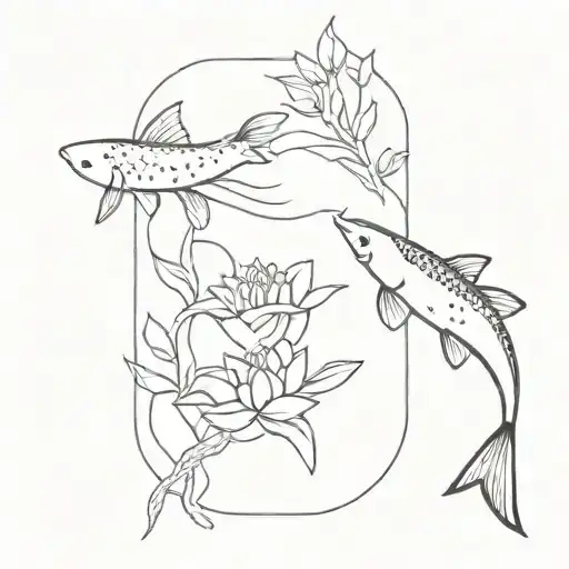 Waterfalls And Koi Fish