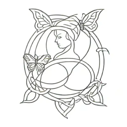 Celtic Knot Of Motherhood And Butterfly Resting