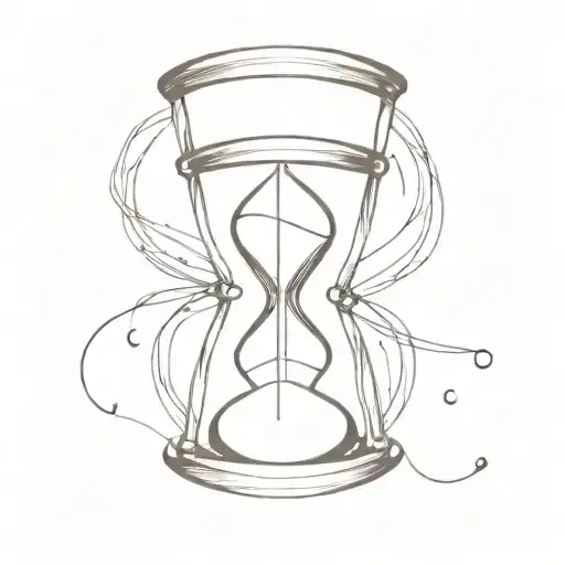 Hourglass With 3 Metal Rods Surrounding It