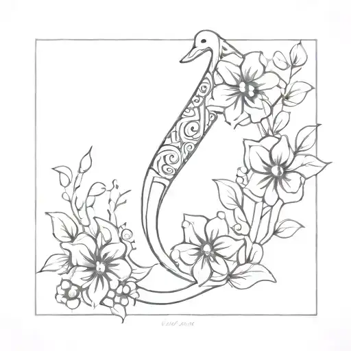 Floral Uterus Thin Line Art