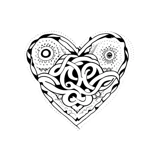 A Minimalist Tattoo Of A Heart With The Word 'Keana' Inside