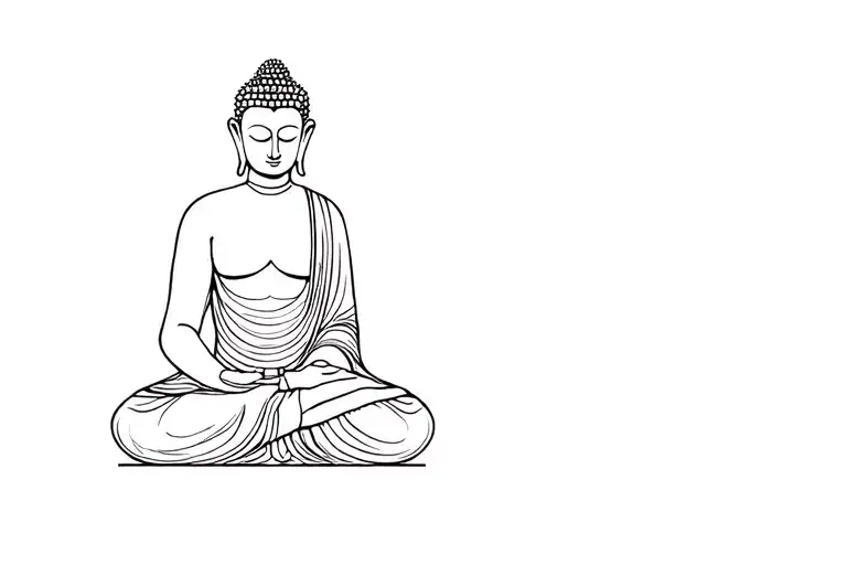 Buddha Sat Down Leaning Head Against Knee
