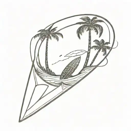 Palm Tree And Surfboard In A Turtle Shell