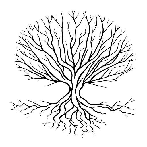 A Majestic Ancient Tree With Roots Spreading Across The Ground