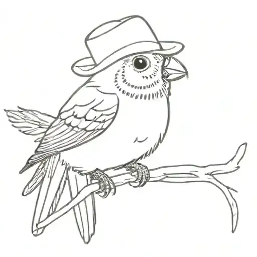 Budgie Wearing A Cowboy Hat