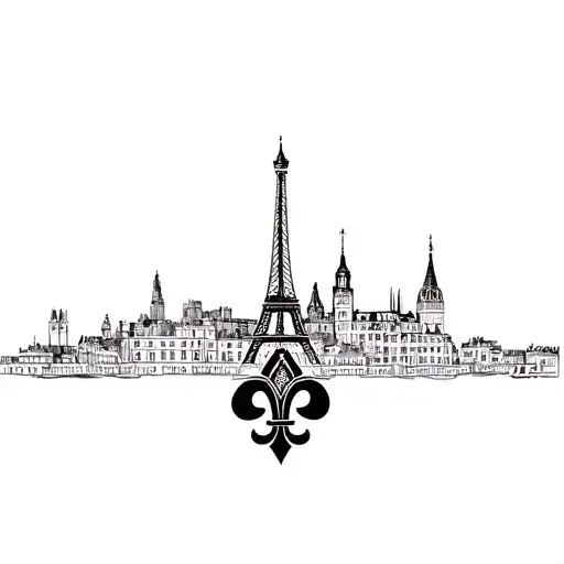 Crown Fleur De Lys Paris Lyon City Skyline