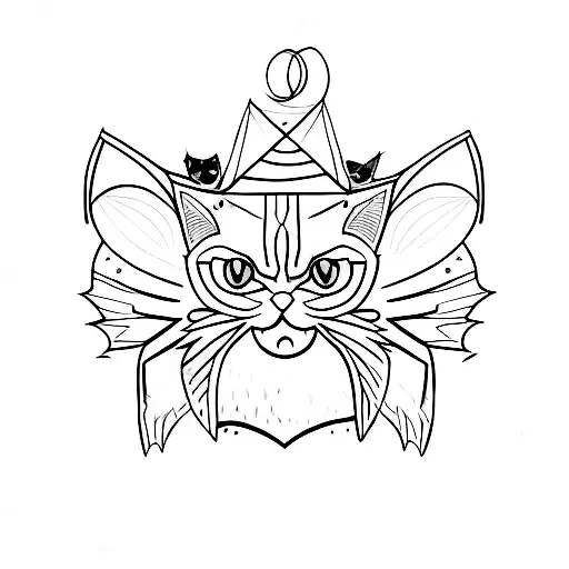 Black Persian Cat With Yellow Eyes And Bat Wings