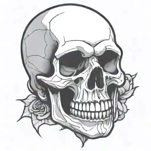 Skull Cartoon Simple Outline Comic Book Style