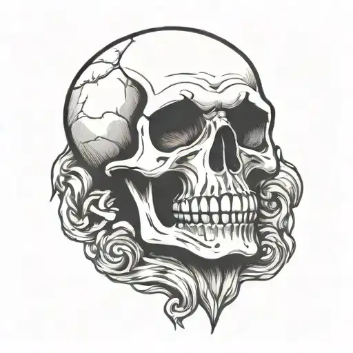 Skull Simple Cartoon Outline Basic Tattoo Design