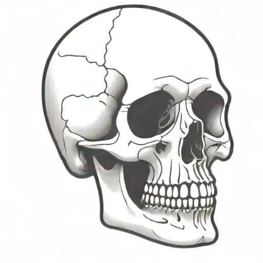 Simple Skull Outlined Chin Tilted Up