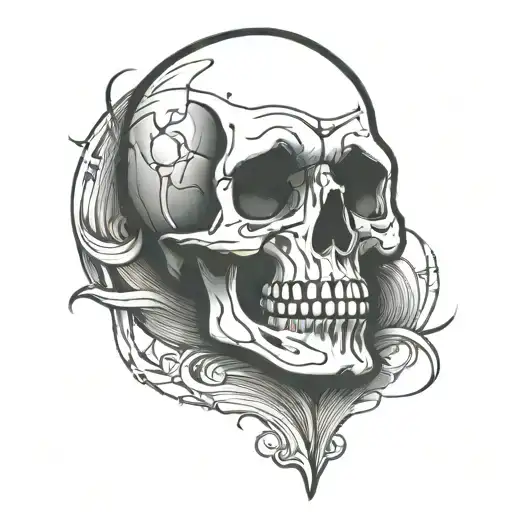 Skull Simple Cartoon Outlined