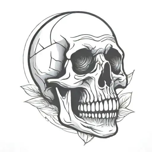 Skull Simple Cartoon Outlined