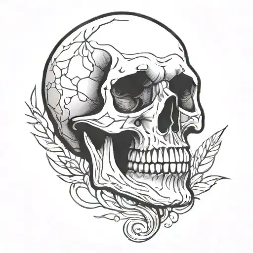 Skull Simple Cartoon Outlined