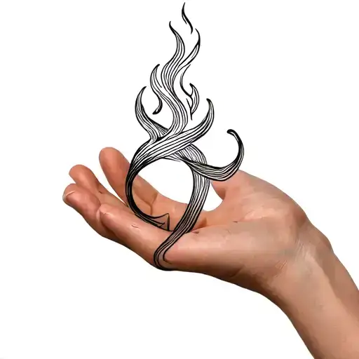 Infinty Spyral On Fire In A Hand Holding