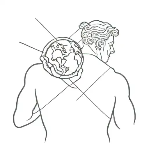 Greek God Holding The Earth Globe On His Back