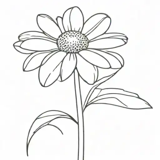 Minimalist Daisy With Stem And 14 Petals