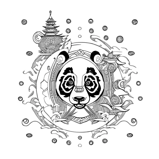 Warrior Panda With Yin Yang