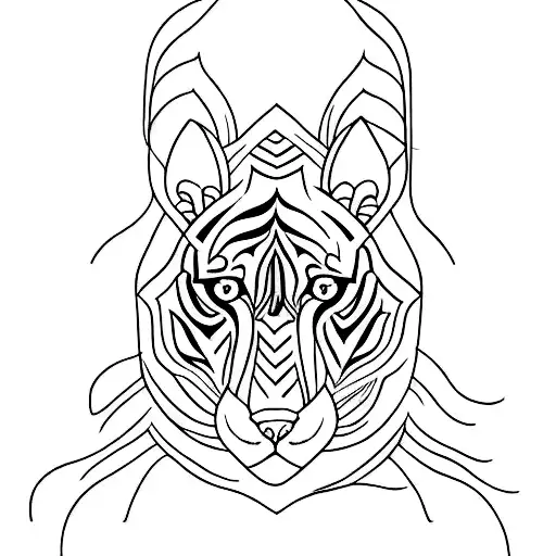 A Minimalist Tattoo Of A Tiger In A Norse Style