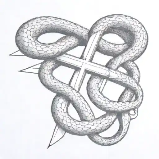 Snake Stabbed By The Cross