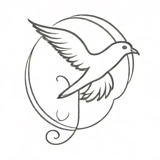 Letter J And A Dove And A Moon