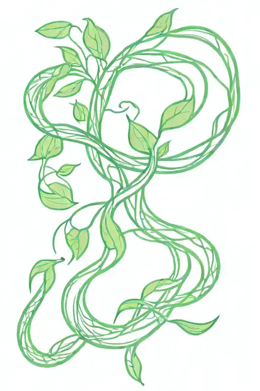 Green Vine Interwined With A Snake Wrapped