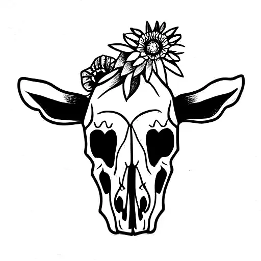 Wildflowers Cow Skull