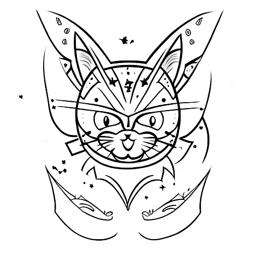 Cat Bat And Moon And Stars Details