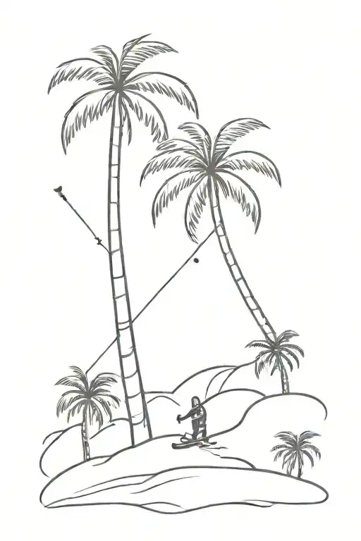 Snow Ski Leaned Against Palm Tree