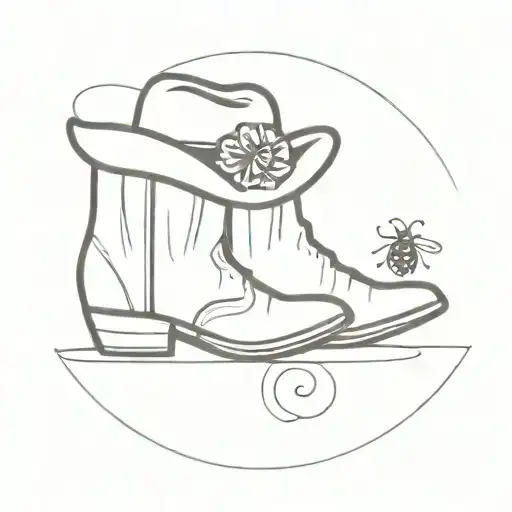 Cowboy Hat And Boots With Ladybug Sitting