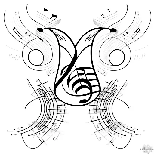 Music Notes Forming The Shape Of A Hummingbird