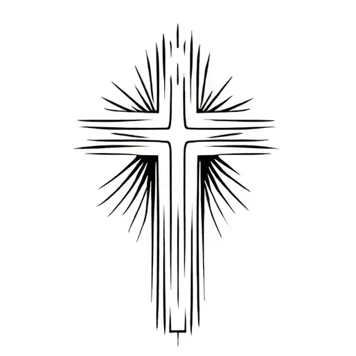 Catholic Cross With Lines Coming Out Of It