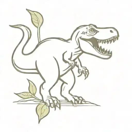 A T-rex Carrying A Roll Of Toilet Paper From Which A Basil Plant Grows