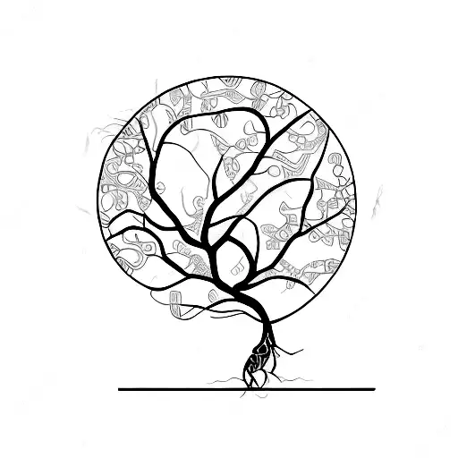 A Nature-inspired Tattoo Depicting A Circuit Board Intricately Woven Into The Branches Of A Tree