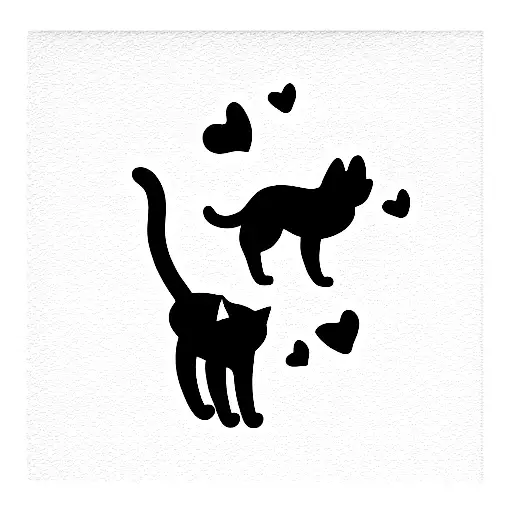 Cat And Dog Print Whit A Heart