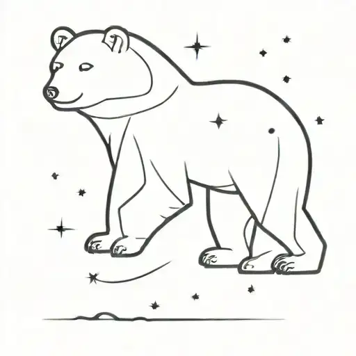 A Bear Outline With An Aries Constellation