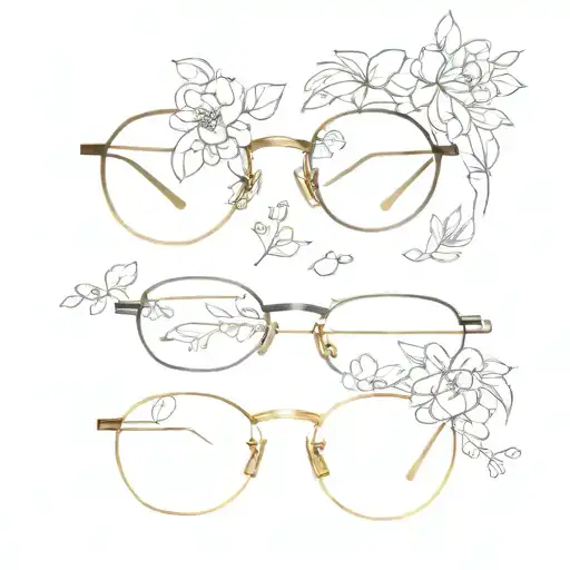 Minimialist Abstract Eyeglass Frames With Flowers Ontop