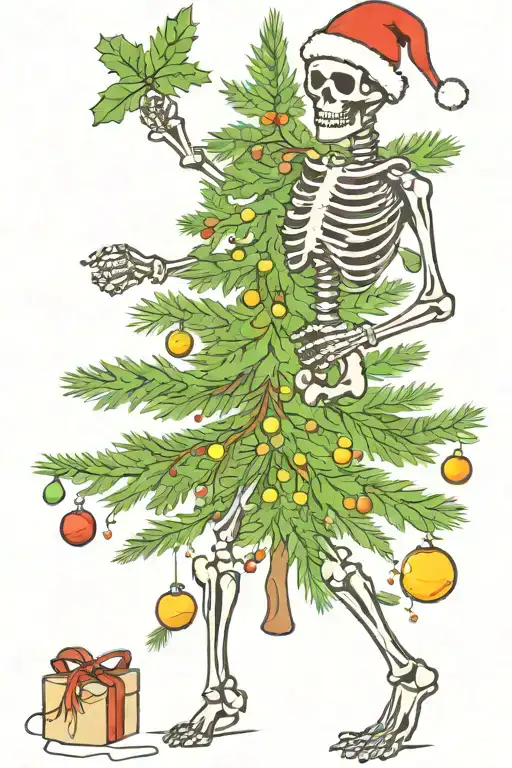 Dancing Skeleton Under Christmas Tree