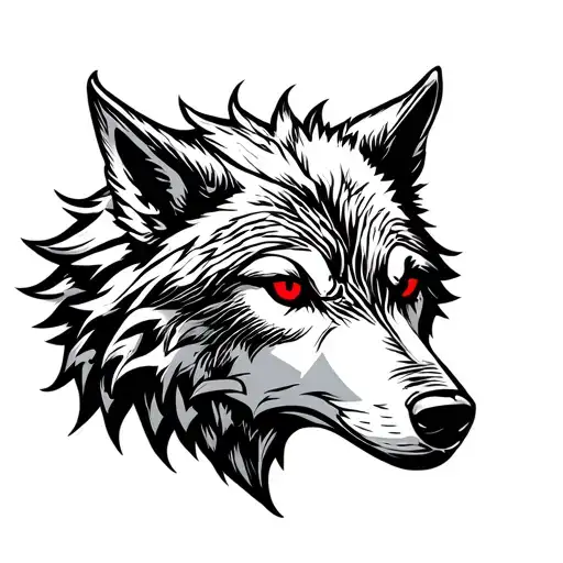 Wolf With Red Eyes On Armor Tattoo Design Featuring Celtic Knot