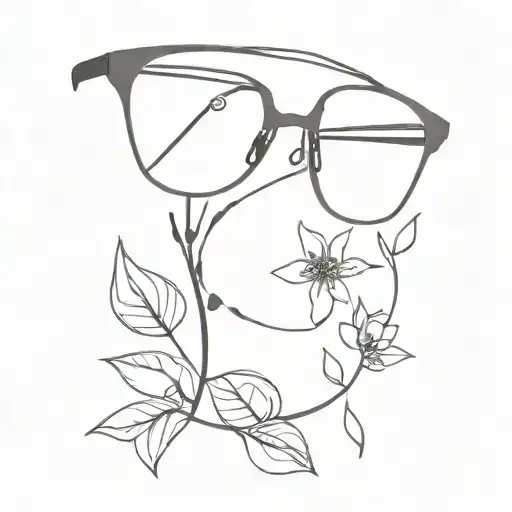 Abstract Eyeglasses With Flowers On Top Half