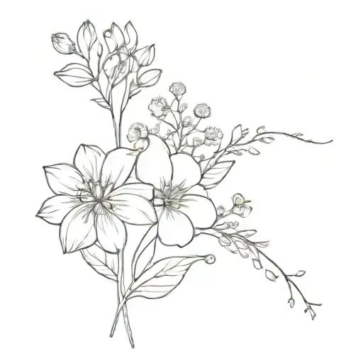 March June And August Bouquet Fine Line