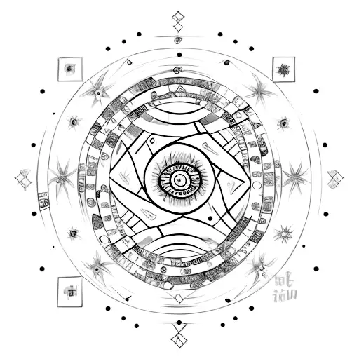 Sketch-style Yin Yang Incorporating Cancer Constellation