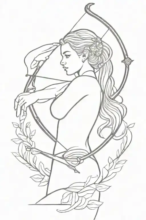 Leo Feminine Tattoo Sagittarius Archer Shooting