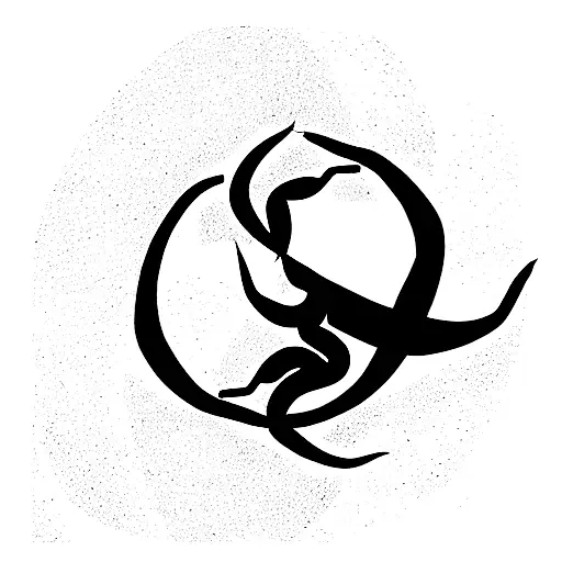 A Black Scorpion With Tale Aroung An Yinyang Symbol