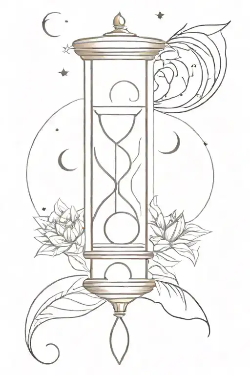 Vertical Hourglass With Moon Phases
